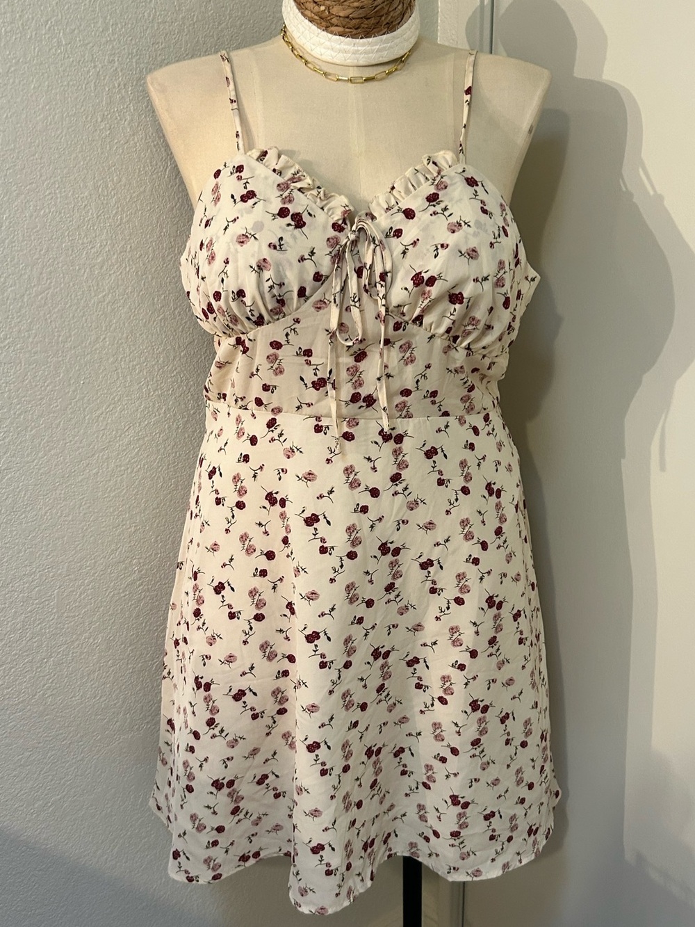 Cream Floral Tie-Front Sundress